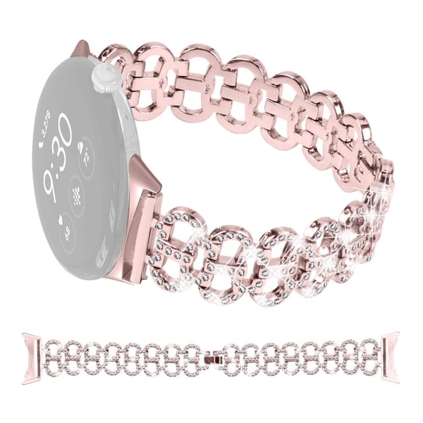 Google Pixel Watch / Pixel Watch 2 Alloy Strap Rhinestones Decor Gourd Shape Watchband - Rosa