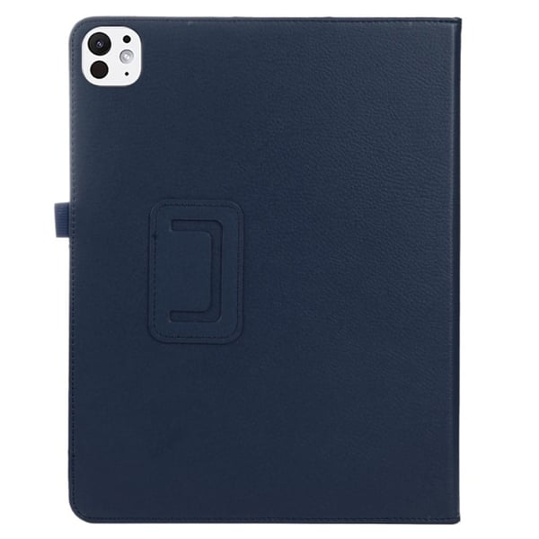 iPad Pro 13 (2024) Kotelo Bi-Fold jalusta Nahka Tablet Cover Litchi tekstuuri - Tummansininen