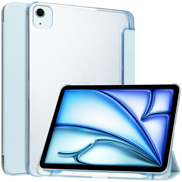 iPad Air 11 (2024) Case Vegan Leather Smart Tablet Cover Smooth Matte Back, Built-In Pencil Holder - Sky Blue iPad Air 11 (2024) Case Vegan Leather Smart Tablet Cover Smooth Matte Back, Built-In Pencil Holder - Sky Blue