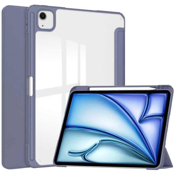 iPad Air 13 (2024) Case Vegan Leather Clear Acrylic Tablet Cover Support Auto Sleep / Wake - Purple iPad Air 13 (2024) Case Vegan Leather Clear Acrylic Tablet Cover Support Auto Sleep / Wake - Purple