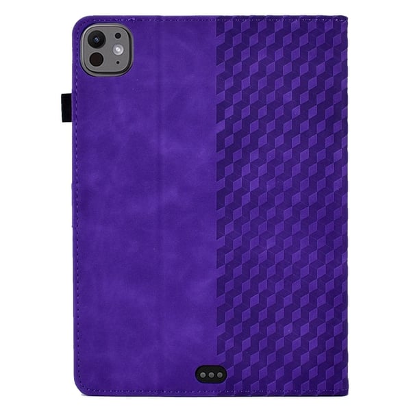 A3 iPad Pro 11 (2024) Etui Kortspor Læder Tablet Cover Blokmønster - Lilla