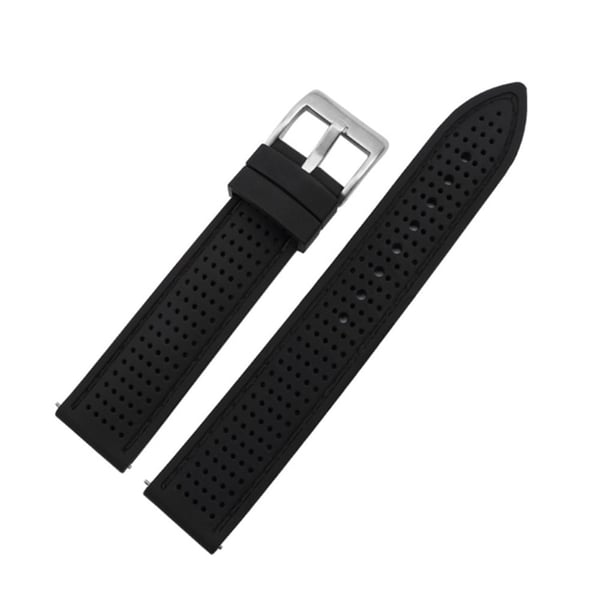 Huawei Watch GT 3 42mm / GT 3 Pro 43mm Watchband 20mm Silicone Wrist Strap - Sølvspænde / Sort + Sort Tråd Huawei Watch GT 3 42mm / GT 3 Pro 43mm Watchband 20mm Silicone Wrist Strap - Sølvspænde / Sort + Sort Tråd