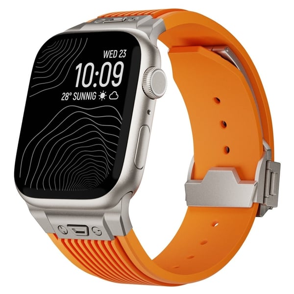 Apple Watch Ultra 2 Ultra 49mm / 9 8 7 45mm / 6 5 4 SE (2023) SE (2022) SE 44mm / 3 2 1 42mm Silikonklokkearmbånd - Spenne I Titan / Oransje Stropp