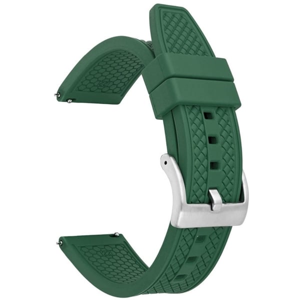 Huawei Watch GT 4 46 mm / GT 4 Pro 22 mm erstatningsarmbånd Fluorubber Watchstrap - Mørkegrønn + Sølvspenne Huawei Watch GT 4 46 mm / GT 4 Pro 22 mm erstatningsarmbånd Fluorubber Watchstrap - Mørkegrønn + Sølvspenne