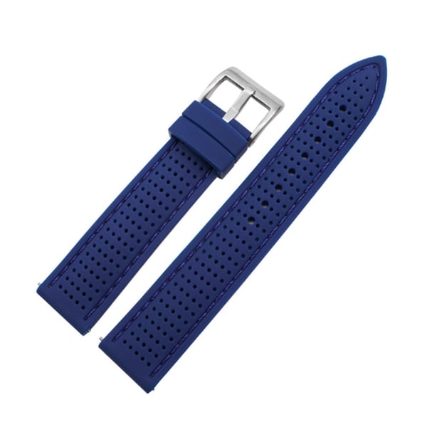 Huawei Watch GT 3 42mm / GT 3 Pro 43mm Watchband 20mm Silicone Wrist Strap - Sølvspænde / Safir + Blå Tråd Huawei Watch GT 3 42mm / GT 3 Pro 43mm Watchband 20mm Silicone Wrist Strap - Sølvspænde / Safir + Blå Tråd