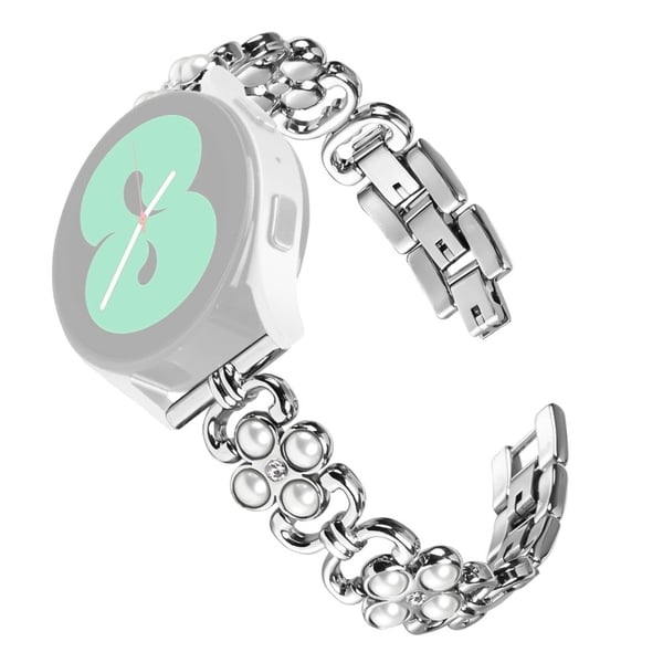 Huami Amazfit Bip 1S Anti-Wear Strap Pearl Decor Four Leaf Clover rustfritt stål urrem - Sølv