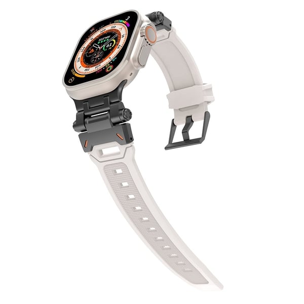 Apple Watch Ultra 49mm Ultra 2 49mm / Series 9 8 7 45mm / 6 5 4 SE (2023) SE (2022) SE 44mm / 3 2 1 42mm flexible Wrist Strap - Starlight+Black