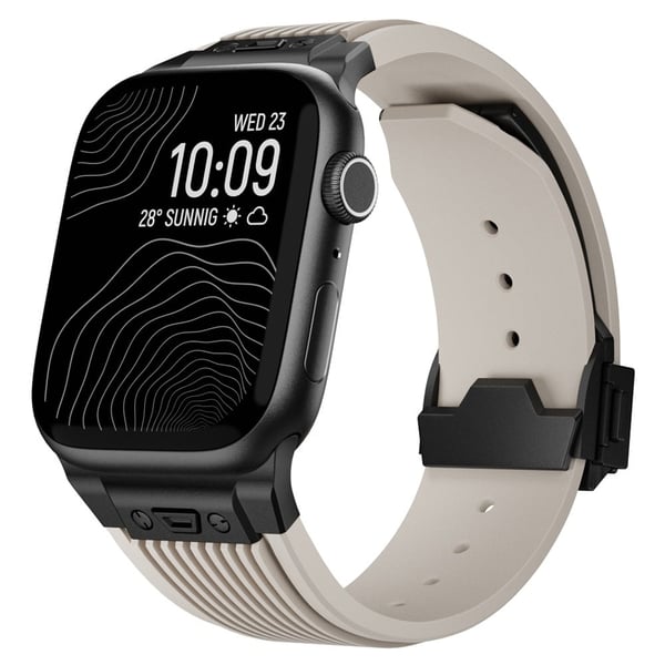Apple Watch Ultra 2 Ultra 49mm / 9 8 7 45mm / 6 5 4 SE (2023) SE (2022) SE 44mm / 3 2 1 42mm Silikonklokkearmbånd - Svart Spenne / Starlight-Rem
