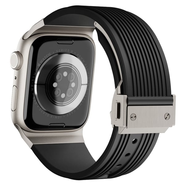Apple Watch Ultra 2 Ultra 49mm / 9 8 7 45mm / 6 5 4 SE (2023) SE (2022) SE 44mm / 3 2 1 42mm Silikonklokkearmbånd - Spenne I Titan / Svart Stropp