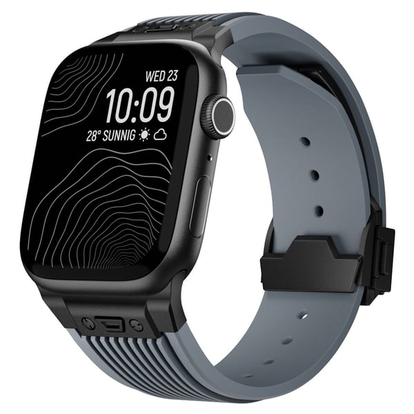 Apple Watch Ultra 2 Ultra 49mm / 9 8 7 45mm / 6 5 4 SE (2023) SE (2022) SE 44mm / 3 2 1 42mm Silikonklokkearmbånd - Svart Spenne / Grå Stropp