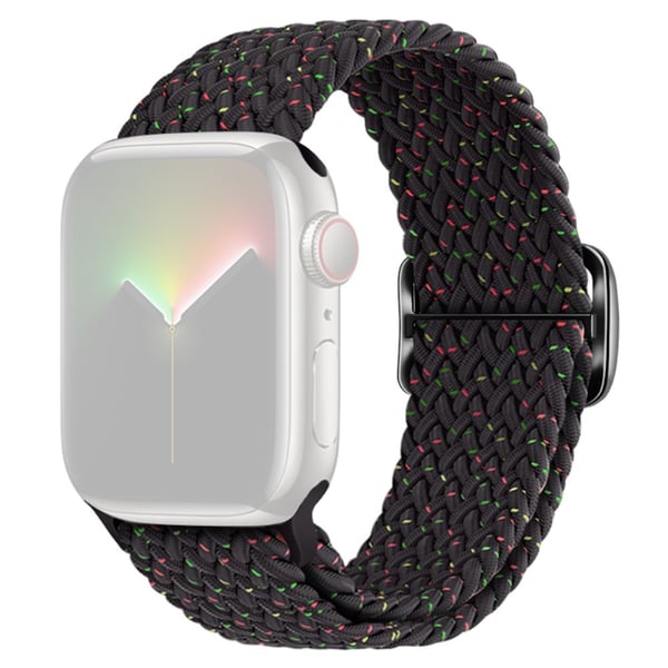 Apple Watch Series 9 8 7 41mm / 6 5 4 SE (2022) SE (2023) SE 40mm / 3 2 1 38mm kellonauha Punottu nailonhihna - Starlight Musta