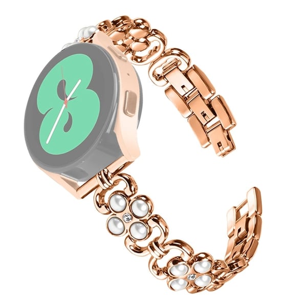 Samsung Galaxy Watch6 / Watch6 Classic Erstatningsklokkearmbånd i rustfritt stål med perledekor - Rose Gull Samsung Galaxy Watch6 / Watch6 Classic Erstatningsklokkearmbånd i rustfritt stål med perledekor - Rose Gull
