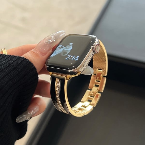 Apple Watch Ultra 2 Ultra 49mm / Series 9 8 7 45mm / 6 5 4 SE (2022) SE (2023) SE 44mm / 3 2 1 42mm Watchband Epoxy Metal Strap - Gull + Svart