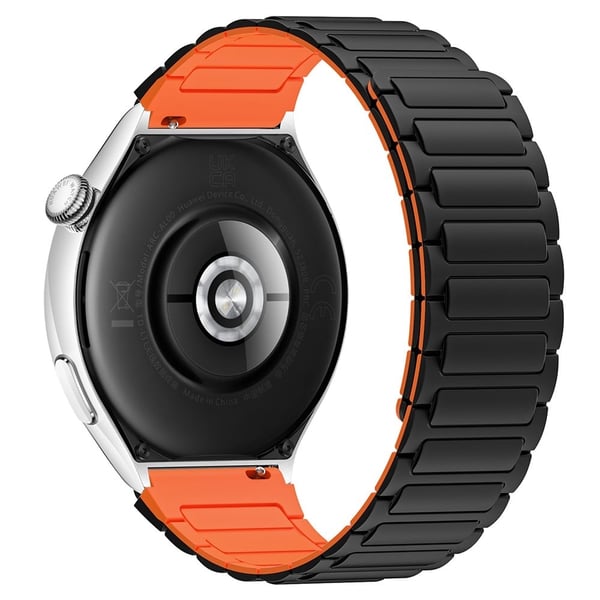 Silikoni ranneke Huawei Watch 4 / 4 Pro / GT 4 46mm magneettinen rannehihna - Musta / Oranssi