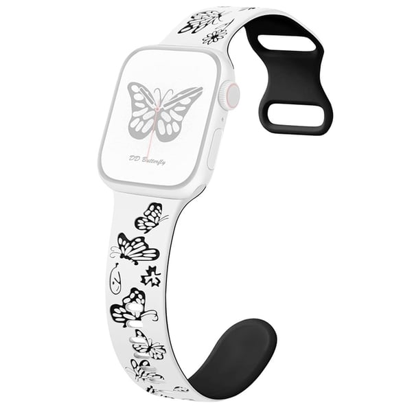 Apple Watch Series 9 8 7 41mm / 6 5 4 SE (2022) SE (2023) SE 40mm / 3 2 1 38mm Silikonrem Dual Color Watchband - Hvit + Svart Apple Watch Series 9 8 7 41mm / 6 5 4 SE (2022) SE (2023) SE 40mm / 3 2 1 38mm Silikonrem Dual Color Watchband - Hvit + Svart