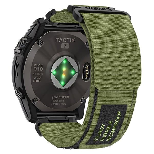 Garmin Tactix 7 Pro / Fenix 7X / 6X Pro / 5X Plus Urrem 26mm Nylon Håndledsrem - Militærgrøn