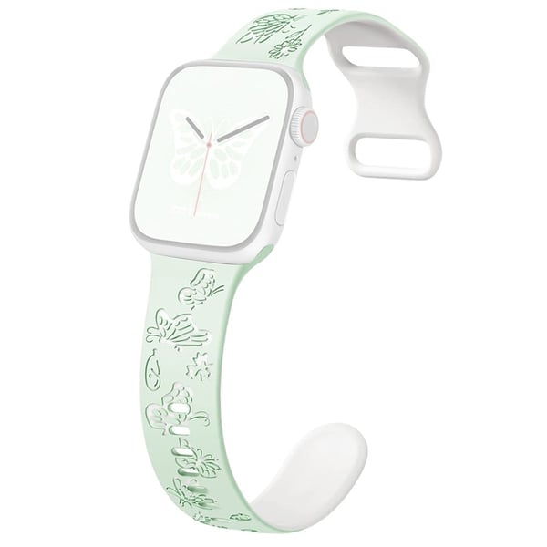 Apple Watch Series 9 8 7 41mm / 6 5 4 SE (2022) SE (2023) SE 40mm / 3 2 1 38mm Silikonrem Dual Color Watchband - Lys Mintgrønn + Hvit