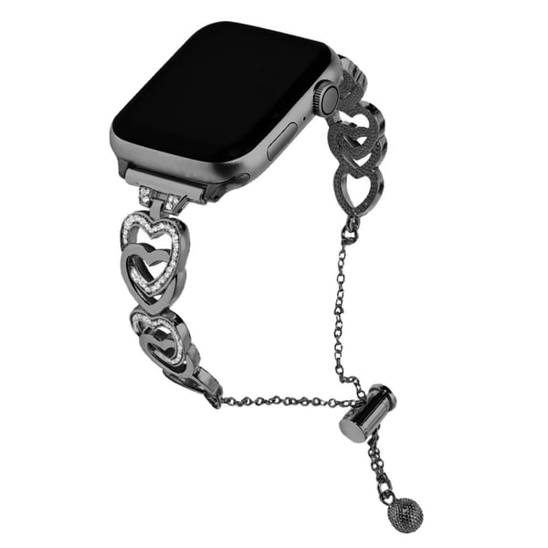 Apple Watch Ultra 2 Ultra 49mm / 9 8 7 45mm / 6 5 4 SE (2023) SE (2022) SE 44mm / 3 2 1 42mm Dressy Strap Zinc Alloy Heart Watchband - Svart