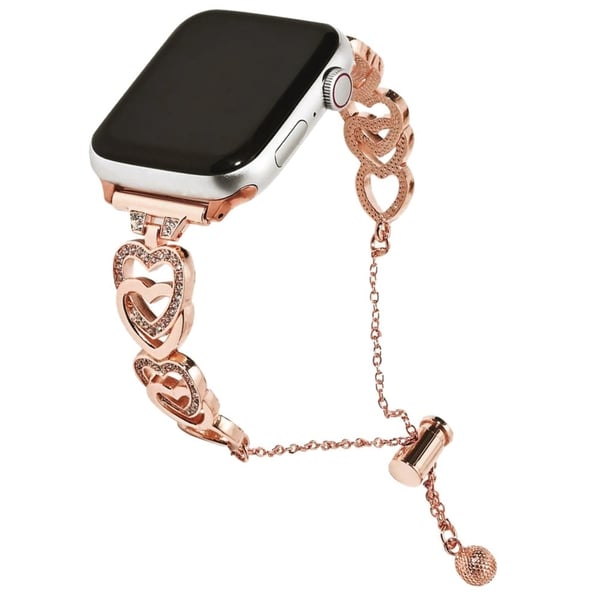 Apple Watch Series 9 8 7 41mm / 6 5 4 SE (2022) SE (2023) SE 40mm / 3 2 1 38mm Armbånd med hjertearmbånd i sinklegering - Rose Gull