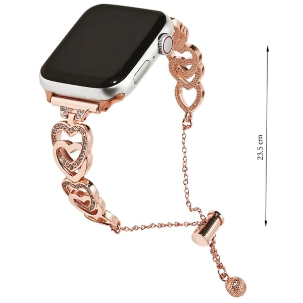Apple Watch Series 9 8 7 41mm / 6 5 4 SE (2022) SE (2023) SE 40mm / 3 2 1 38mm Armbånd med hjertearmbånd i sinklegering - Rose Gull