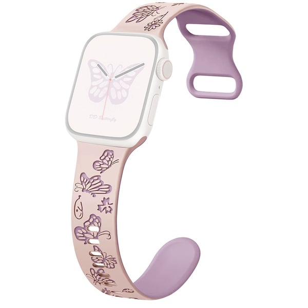 Apple Watch Series 9 8 7 41mm / 6 5 4 SE (2022) SE (2023) SE 40mm / 3 2 1 38mm bånd Dual Color Silicone Strap - Lyserød + Lyselilla Apple Watch Series 9 8 7 41mm / 6 5 4 SE (2022) SE (2023) SE 40mm / 3 2 1 38mm bånd Dual Color Silicone Strap - Lyserød + Lyselilla