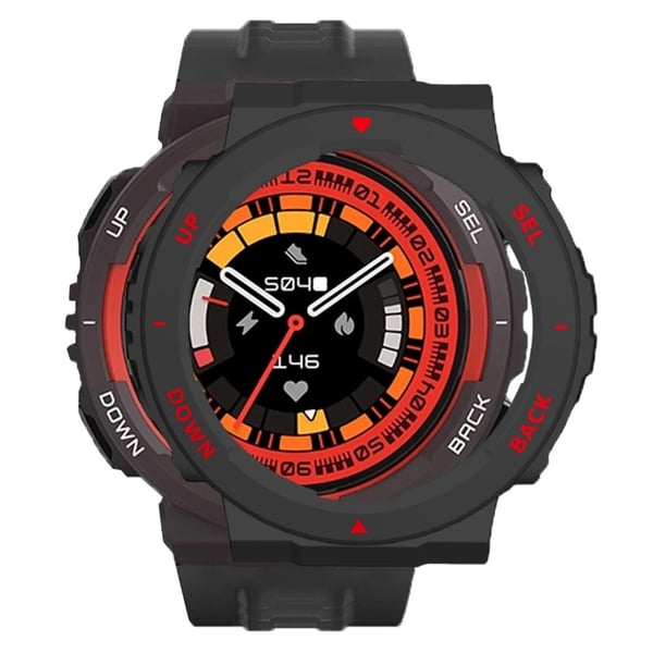 Huami Amazfit Active Edge A2212 støtbestandig ramme halvdeksel Smartwatch støtfangerveske - Svart / Rød Huami Amazfit Active Edge A2212 støtbestandig ramme halvdeksel Smartwatch støtfangerveske - Svart / Rød