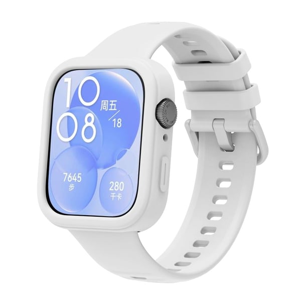 Huawei Watch Fit 3 Silikonetui Hult støtsikkert beskyttelsesramme for klokke - Hvit