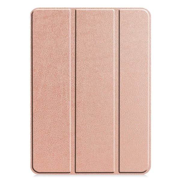 iPad Pro 11 (2024) støtsikkert etui og PU Auto Wake Sleep-nettbrettskall med trefoldig stativ - Rose Gull