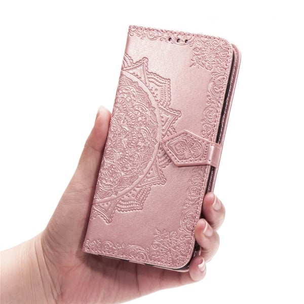Mandala Samsung Galaxy A20e etui i lær - Rose Gull
