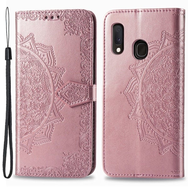 Mandala Samsung Galaxy A20e etui i lær - Rose Gull