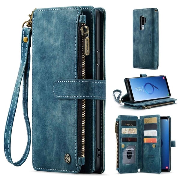 CaseMe Samsung Galaxy S9 Plus etui med lynlås & pung - Blå