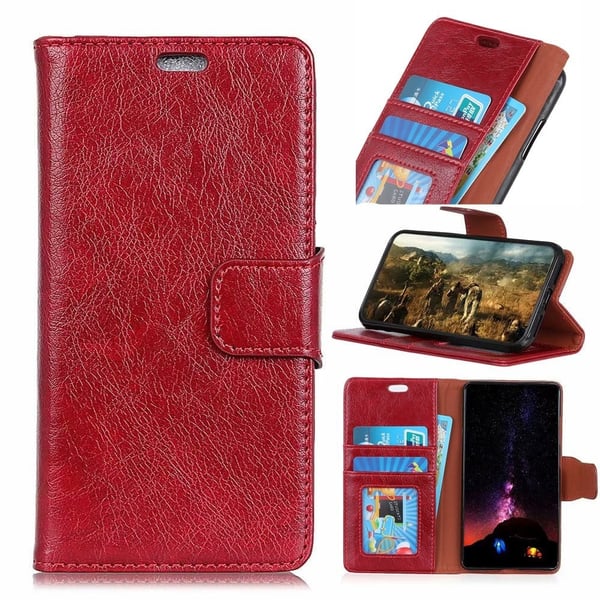 Skinn-etui i lommebok-stil for Samsung Galaxy S10e - Rød Skinn-etui i lommebok-stil for Samsung Galaxy S10e - Rød