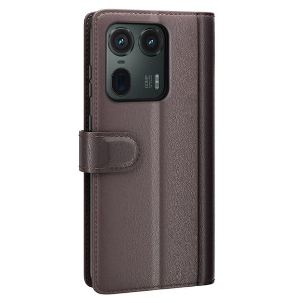 Ekte lærdeksel med kredittkortspor for Motorola Edge 50 Ultra / Motorola Moto X50 Ultra - Brun