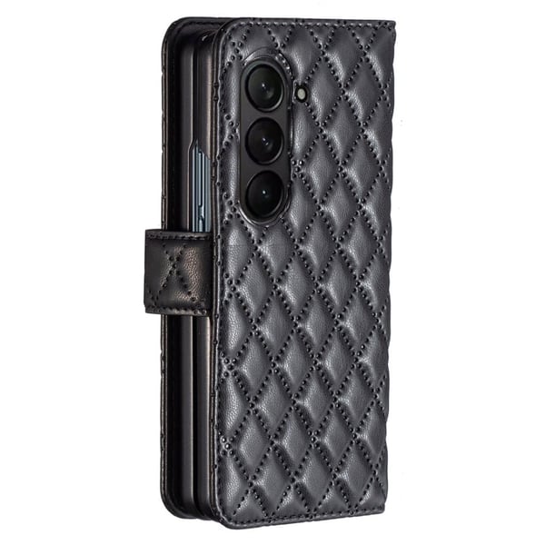 Rombemønster, matt flip-deksel for Samsung Galaxy Z Fold6 - Svart