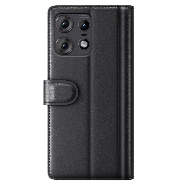 Aito nahkakotelo luottokorttipaikoilla Motorola Edge 50 Pro - Musta