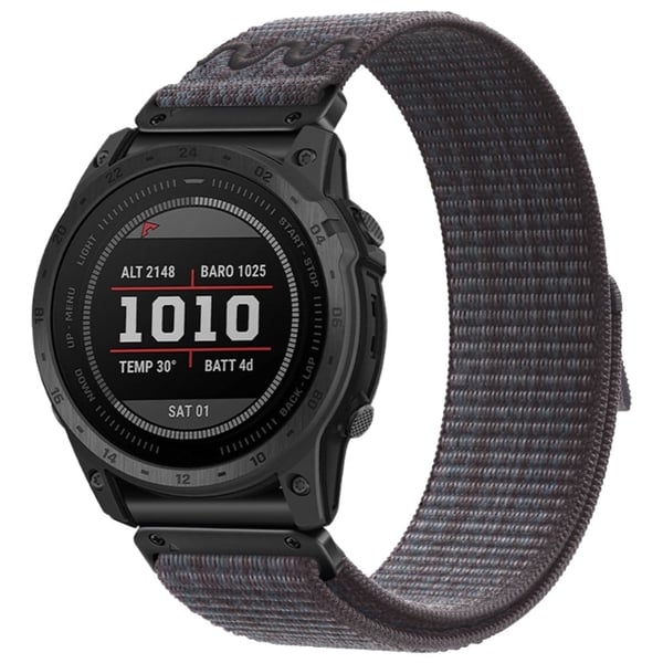 Garmin Tactix 7 Pro / Fenix 7X / 6X Pro / 5X Plus Universal Watchstrap Nylon Watchstrap 26mm - Svart + Blå