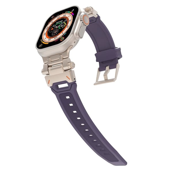 Apple Watch Ultra 49mm Ultra 2 49mm / Series 9 8 7 45mm / 6 5 4 SE (2023) SE (2022) SE 44mm / 3 2 1 42mm flexible Wrist Strap - Purple+Titanium