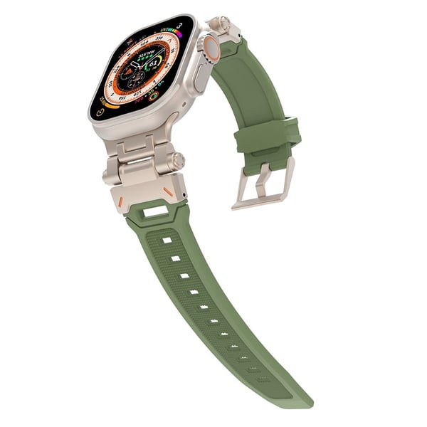 Apple Watch Ultra 49mm Ultra 2 49mm / Series 9 8 7 45mm / 6 5 4 SE (2023) SE (2022) SE 44mm / 3 2 1 42mm flexible Wrist Strap - Green+Titanium