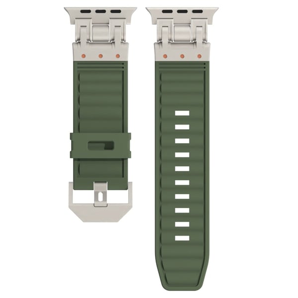 Apple Watch Ultra 2 Ultra 49mm / 9 8 7 45mm / 6 5 4 SE (2023) SE (2022) SE 44mm / 3 2 1 42mm Silikonrem Stripete Urarmbånd - Militærgrønn