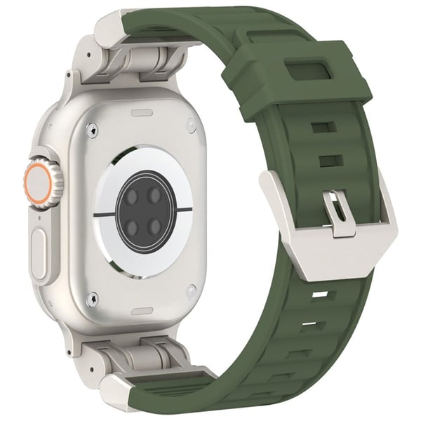Apple Watch Ultra 2 Ultra 49mm / 9 8 7 45mm / 6 5 4 SE (2023) SE (2022) SE 44mm / 3 2 1 42mm Silikonrem Stripete Urarmbånd - Militærgrønn