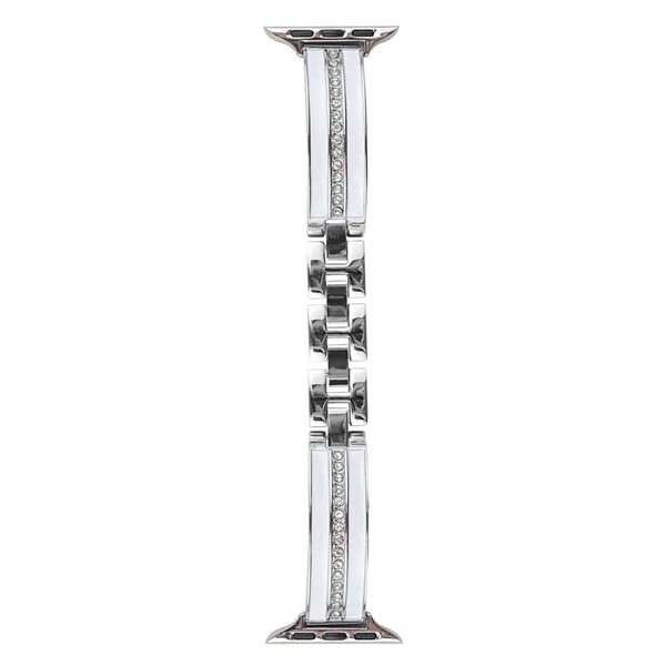 Apple Watch Series 9 8 7 41mm / 6 5 4 SE (2023) SE (2022) SE 40mm / 3 2 1 38mm Epoxy Watchband Metal Bangle Strap - Sølv + Hvit Apple Watch Series 9 8 7 41mm / 6 5 4 SE (2023) SE (2022) SE 40mm / 3 2 1 38mm Epoxy Watchband Metal Bangle Strap - Sølv + Hvit