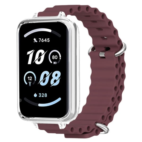 Honor band 9 kellonauha Ocean silikonihihna läpinäkyvä asia - Viininpunainen