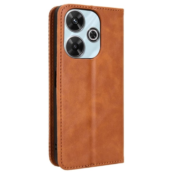 Bofink Vintage Xiaomi Redmi Note 13 4G / 5G / Xiaomi Poco M6 lærveske - Brun
