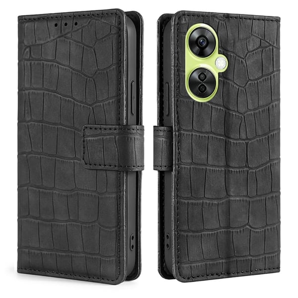 OnePlus Nord CE 3 Lite / OnePlus Nord N30 krokotiilikuvioinen nahkakotelo - Musta