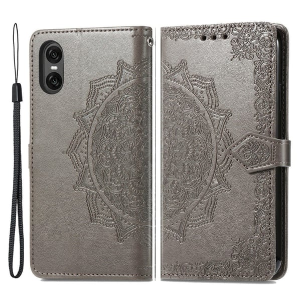 Mandala Sony Xperia 10 VI læderetui - Grå