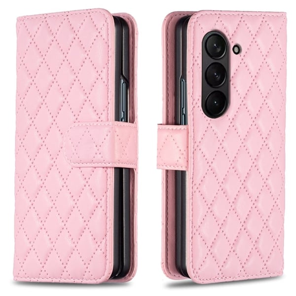 Rombemønster, matt flip-deksel for Samsung Galaxy Z Fold6 - Rosa