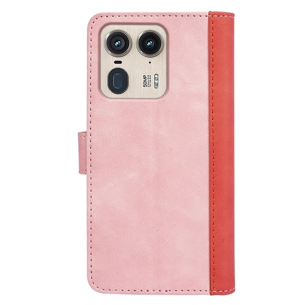 Kaksivärinen nahkainen läppäkotelo Motorola Edge 50 Ultra / Motorola Moto X50 Ultra - Pinkki