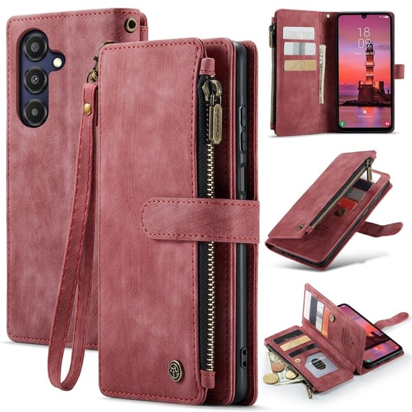 CaseMe Samsung Galaxy A25 etui med lynlås & pung - Rød