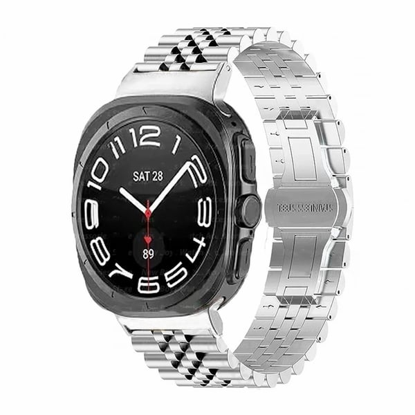Samsung Galaxy Watch Ultra 47mm korvaava 5-helminen ruostumattomasta teräksestä valmistettu hihna, jossa on perhosolki - Hopea