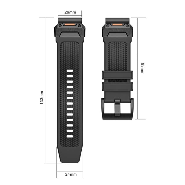 Garmin Fenix 3 / 5 / 5X / 6X / 7X Soft Rubber Replacement Strap 26mm Universal Smart Watch Wrist Band - Svart